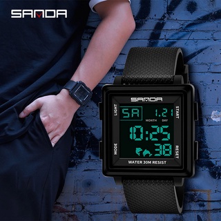 Sanda Classic Fashion Atmosphere LED Square Dial Belt Couple Electronic Watch
