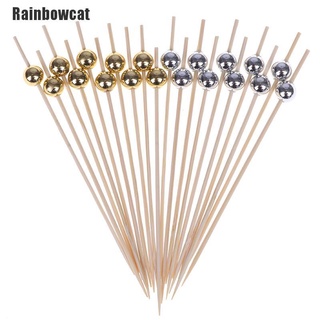 rainbowcat~ 100 pzs tenedores desechables de bambú/palillos de frutas/púas de coctelería de fiesta