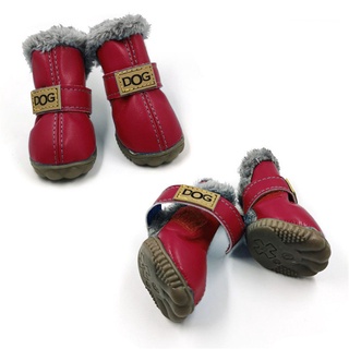 CHAMPIN 4pcs Productos para mascotas Zapatos para perros Zapatos antideslizantes para perros Botas para perros Zapatos para perros Zapatos para cachorros Artículos para mascotas Zapatos impermeables para perros Zapatos para perros de invierno/Multicolor (9)
