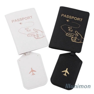 nimon 4pcs portátil cubierta de pasaporte con etiquetas de equipaje titular caso organizador tarjeta de identificación protector de viaje organizador