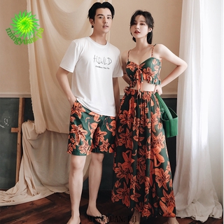 [mingyuan] 2022 tres piezas naranja verde hombre pantalones parejas sexy natación vacaciones playa mujeres traje de baño