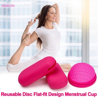 Showmestyle-Reutilizable copa Menstrual L/S disco plano diseño de las mujeres taza de silicona de grado médico higiene femenina señora taza de cuidado de la salud período taza (2)