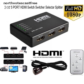 ncmx 3 o 5 puertos hdmi divisor interruptor selector hub+remote 1080p para hdtv pc glory