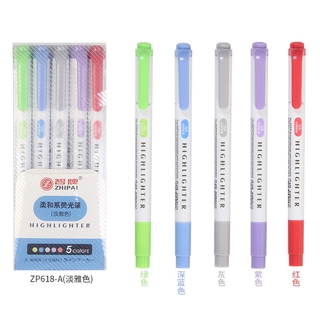 5Pcs/set Japanese Stationery Mild Liner Double Headed Highlighter Pen Marker Pen Children's Drawing Pen Stationery Supplies (7)