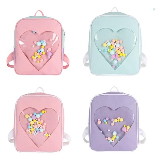 ran japonés bolsa de la escuela de color caramelo transparente amor en forma de corazón mochila para mujeres niñas (1)