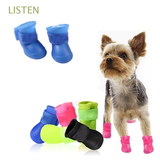 Escuchar 4 piezas caliente impermeable moda PU goma perro zapatos nuevo Color caramelo mascotas suministros protector cachorro lluvia botas/Multicolor (1)