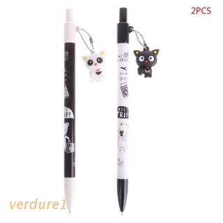 verd 2 pzs lápiz mecánico con colgante de gato de dibujos animados de 0.5mm/lápiz automático de plástico