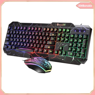 [nakk] teclado y ratón combo, teclado ergonómico para juegos con cable, retroiluminado led impermeable usb 12 multimedia tecla caliente
