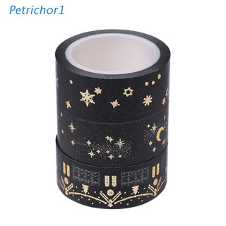 PETR Black Moon Stars Paper Sticky Adhesive Sticker Decorative Washi Tape 1.5cm x 5m