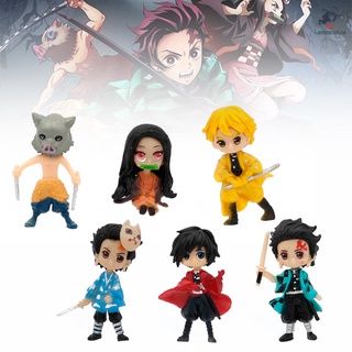 6 Unids/Set Demon Slayer Lindo Figura De Juguete Anime Plástico Acción Juguetes Colección Para Modelo