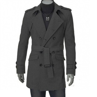 Abrigo de lana Trench manga larga de doble botonadura abrigo para hombre (1)