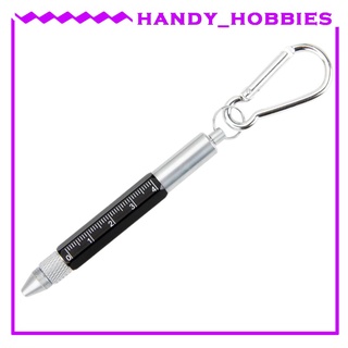 herramienta multifunción bolígrafo 6 en 1 regla, destornillador negro mosquetón