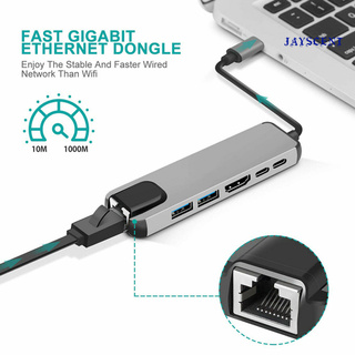 Jayscent USB-C Hub portátil multipuerto 6 en 1 tipo C adaptador con 4K HDMI compatible RJ45 Ethernet Lan para Nintendo Switch (9)