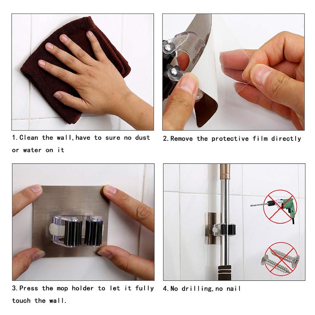 Soporte para escoba y montaje en pared Magic Mop percha de plástico cepillo de limpieza estante caliente (5)