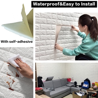 3D simulación de ladrillo Diy autoadhesivo impermeable pegatinas de pared papel pintado dormitorio sala de estar decoración de espuma papel pintado