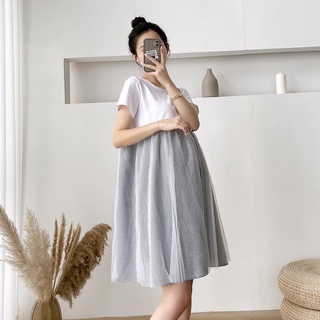 Vestido de maternidad de moda mujeres embarazadas vestido 2021 neto hilo costuras sueltas