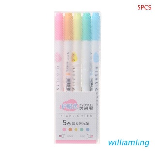 willi 5pcs Eye Color Dual Double Head Highlighter Pen Marker Liquid Chalk Fluorescent Pencil Drawing Stationery