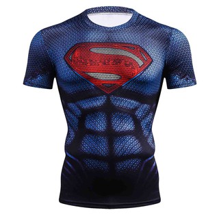 Superhero Camiseta Ajustada Deportiva Compresión Hombre Manga Corta Verano Casual Culturismo Fitness Camisa (5)