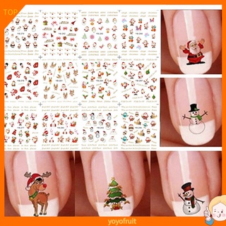 Yoyo 12 unids/hoja de pegatinas de uñas de navidad autoadhesivas atractivas para uñas de navidad