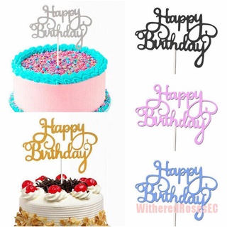 WitheredRosesEC# 10pcs Glitter Paper Cake Topper Cupcake Birthday Party Happy Birthday Decor