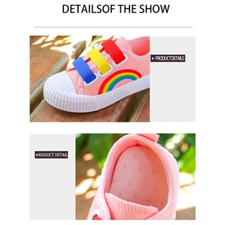 [Suge]talla 27-38 zapatos de niño luz de lona niño zapatos arco iris planas zapatos Kasut Kanak kasual (7)