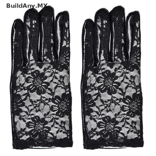 [buildany] guantes de encaje negro de dedo completo sexy para dama punk/guantes de fiesta de escenario [mx]