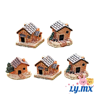 LY 5PCS artesanía Mini pequeña casa decoración del hogar Micro paisaje figuritas y miniaturas adorno de jardín DIY decoraciones de jardinería resina musgo cabañas