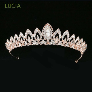 lucia prom nupcial tiara magnífico pelo corona headwear accesorios para el cabello diadema boda joyería aleación novia cristal adornos/multicolor