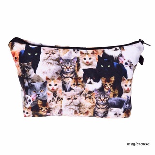 magichouse Women Lady Travel Makeup Bag Cute Cat Pattern Cosmetic Pouch Coin Casual Purse Storage Organizer (1)