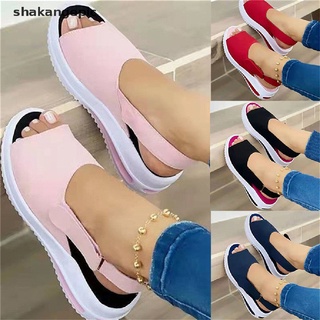 [shakangepic] Women Sandals Soft Stitching Sandals Comfortable Flat Open Toe Beach Shoes