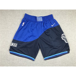 [5 estilos]2021 nuevos shorts de la NBA Milwaukee Bucks city edition blue basketball shorts