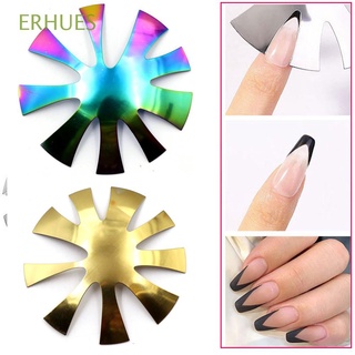 ERHUES 9 Shapes Nail Template DIY Nail Art Polishing Tool Nail Plates Model French Style Salon Stainless Steel Crystal Manicure Tools/Multicolor