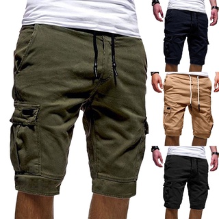 fanghuay Color sólido Casual verano Cargo pantalones cortos hombres deportes Jogger cordón quinto pantalones