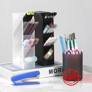 Organizer Desktop Pen Holder Office School Storage Box Plastic Clear Case Pencil 4 White Grid F0K8