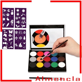 [ALMENCLA] 15 colores de pintura facial/paletas de pintura con Set de cepillos de Halloween/Kit de maquillaje