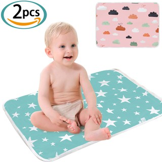 2 alfombrillas para cambiar de bebé, almohadilla portátil para cambio de bebé, lavable, alfombrilla de pañales impermeable, plegable, almohadillas de cama para recién nacidos y bebés, 50 x 70 cm, sábana de cama