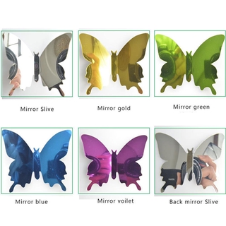 WWAX 12 Piezas Mariposa Nevera Moda Popular Sala De Estar Decoración Extraíble Espejo 3D Pegatina De Pared (9)