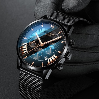 [PALARNA] Men's Fashion Sport Stainless Steel Case Leather Band Quartz Analog Wrist Watch (1)