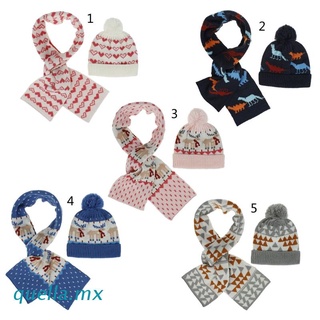 quella 2020 New Year Knitted Christmas Hat Scarf Set Toddler Baby Beanie Cap Winter Warm Hat For Child Kids