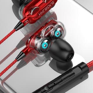 Mm auriculares con Control con cable en la oreja doble controlador HiFi estéreo Bass auriculares deportivos Gaming auriculares con micrófono