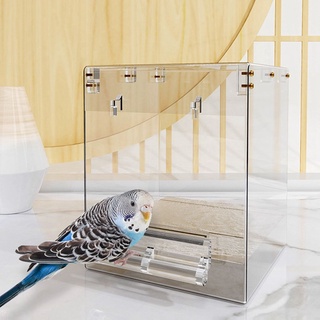 kangshang pet bird baño para jaula canary parrot bañera birdbath periquitos transparente colgante ducha sin fuga acrílico caja de baño/multicolor (7)
