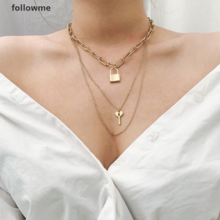 [followme] Collar Multicapa Para Mujer/Llavero/Colgante De Llave/Cadena De Clavícula De Aleación Primero