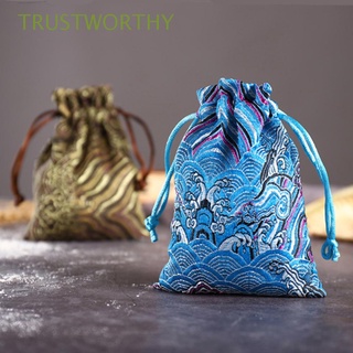 TRUSTWORTHY Caramelo Bolsa de|Mini Satín Bolsa Partido Boda Favor Bordado Regalo Corbata Bolsa de embalaje de joyería/Multicolor