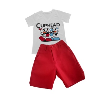 Conjunto de ropa infantil casual shorts y playera cuphead