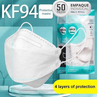 50 Piezas Cubrebocas Kf94 Tapabocas Premium Máxima Protección Fda Ce 4 capas de protección