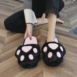 Comfortable Warm Cartoon Cat Claw Slippers Plush & Warm Cute Girls Flats (1)