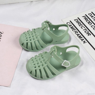 Boys And Girls Fashion Pure Color Buckle Hollow Flat Casual Daily Wear Sandals