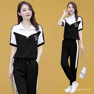 YYFS👗Solo/Traje de dos piezas de ropa deportiva Casual para mujeres verano nuevo estilo coreano suelto de gran tamaño moda más joven de moda (1)
