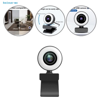 beisuo plug play portátil webcam 1080p/2k usb ordenador web cámara anillo luz de relleno para transmisión en vivo