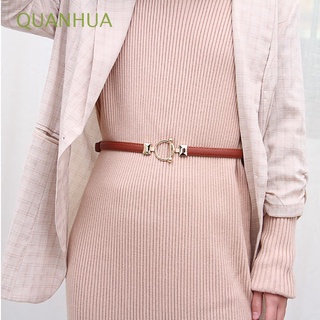 QUANHUA Personalidad Cinturón de PU Delgada Cinturón Pretina Mujeres Pantalón Lujo Moda Sencillo Vestir Hebilla metálica/Multicolor